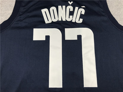 Men's Dallas Mavericks Luka Doncic #77 NBA Dark Blue Replica Jersey