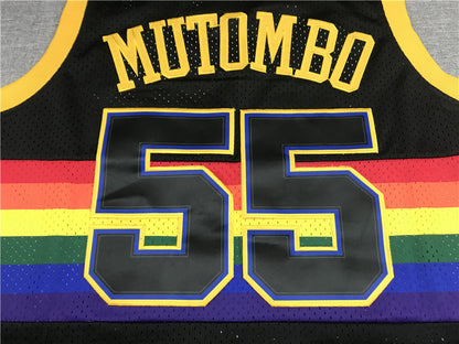 Men's Denver Nuggets Dikembe Mutombo 1991-92 Black Hardwood Classics Swingman Jersey