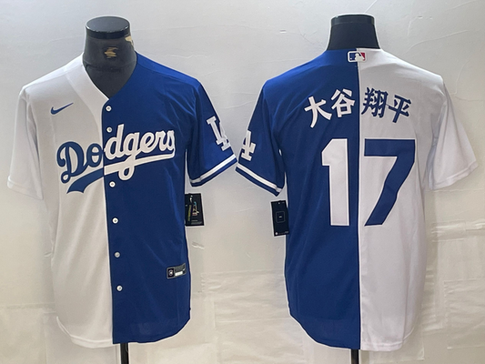 Men's Los Angeles Dodgers Shohei Ohtani #17 White/Blue Replica Player Jersey