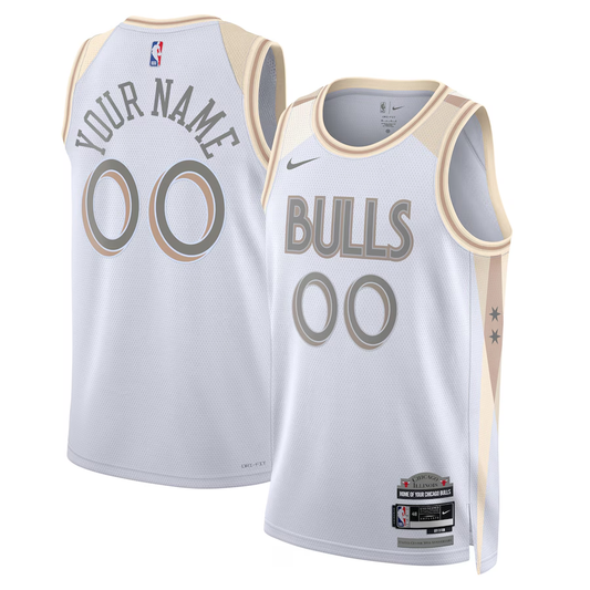 Men's Chicago Bulls White 2024/25 Custom Swingman Jersey - City Edition