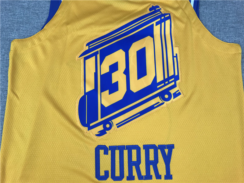 Men's Golden State Warriors Stephen Curry Gold Fast Break Team Replica Jersey