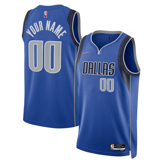 Men's Dallas Mavericks Blue 2021/22 Diamond Swingman Custom Jersey - Icon Edition