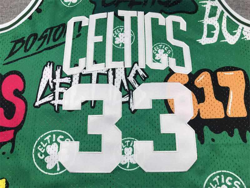 Men's Boston Celtics Larry Bird #33 Green Swingman Graffiti Edition Jersey