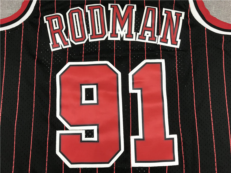 Men's Chicago Bulls Dennis Rodman Black 1995-96 Hardwood Classics Player Jersey