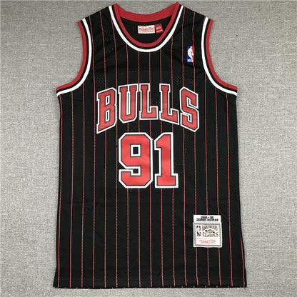 Men's Chicago Bulls Dennis Rodman Black 1995-96 Hardwood Classics Player Jersey