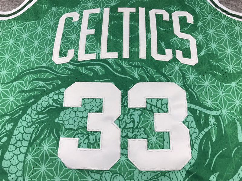 Men's Boston Celtics Larry Bird #33 Green Year of Dragon Edition Swingman Jersey