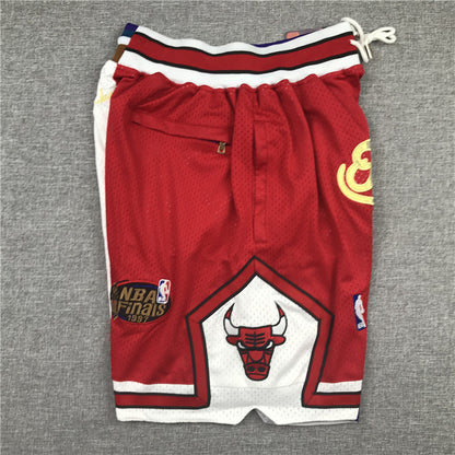 Men's Chicago Bulls/Utah Jazz Red/White Basketball Spliced Shorts