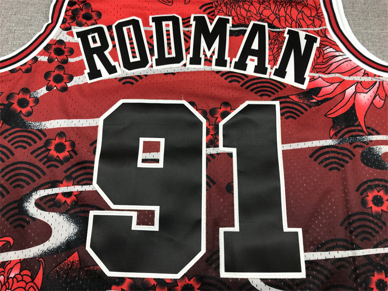 Men's Chicago Bulls Dennis Rodman #91 Year of Rabbit Edition Hardwood Classics Swingman Jersey