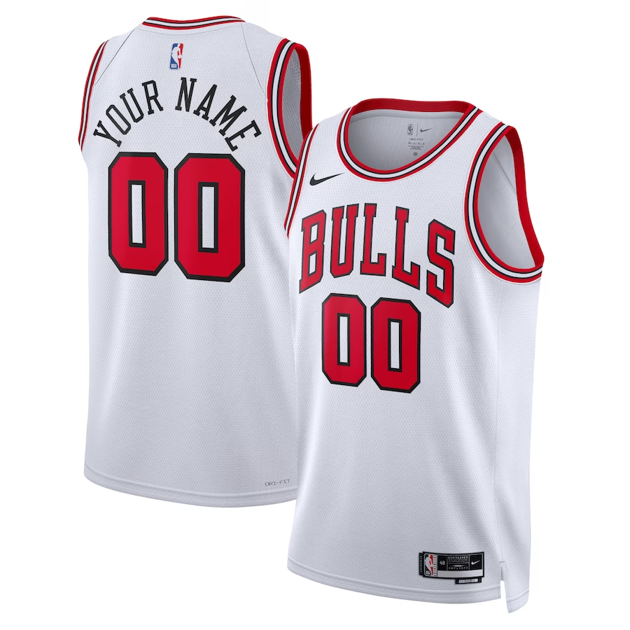 Men's Chicago Bulls White Swingman Custom Jersey - Association Edition