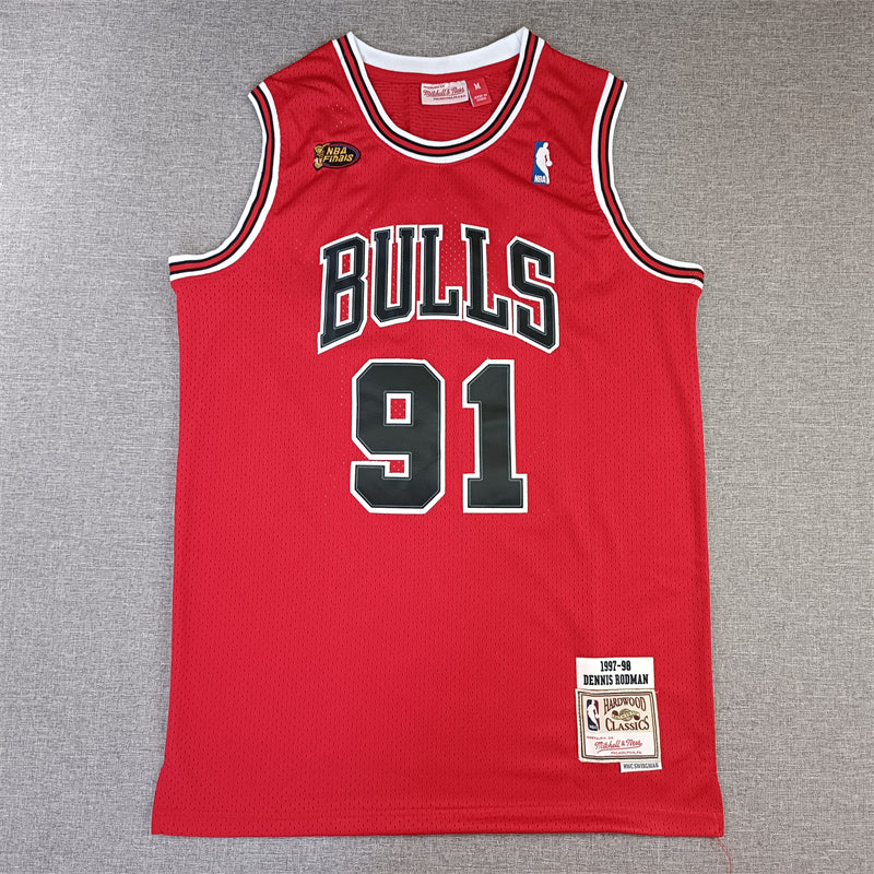 Men's Chicago Bulls Dennis Rodman Red 1997-98 Hardwood Classics Swingman Jersey