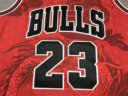 Men's Chicago Bulls Michael Jordan #23 Red Year of Dragon Edition Swingman Jersey