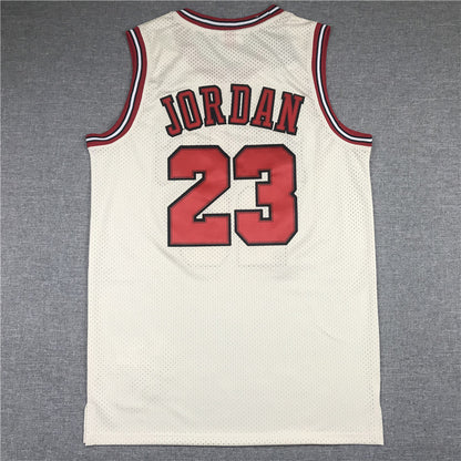 Men's Chicago Bulls Michael Jordan #23 Cream 1995-96 Hardwood Classics Jersey