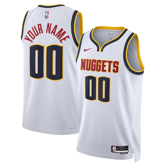 Men's Denver Nuggets White Swingman Custom Jersey - Association Edition