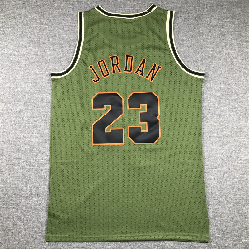 Men's Chicago Bulls Michael Jordan #23 Army Green 1997-98 Hardwood Classics Swingman Jersey