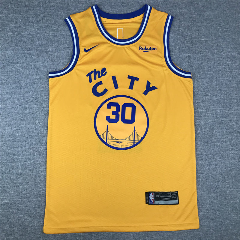 Men's Golden State Warriors Stephen Curry Gold Fast Break Team Replica Jersey