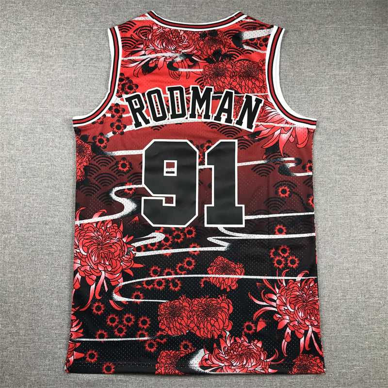 Men's Chicago Bulls Dennis Rodman #91 Year of Rabbit Edition Hardwood Classics Swingman Jersey