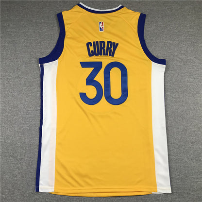 Men's Golden State Warriors Stephen Curry Yellow Fast Break Team Replica Jersey