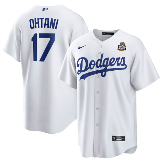 Men's Los Angeles Dodgers Shohei Ohtani #17 White 2024 World Series Home Replica Player Jersey