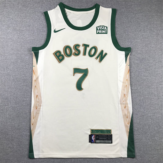 Men's Boston Celtics Jaylen Brown #7 White 2023/24 Swingman Jersey - City Edition