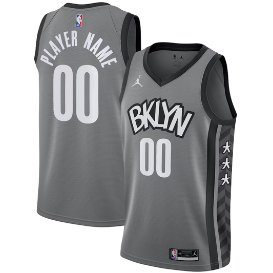 Men's Brooklyn Nets Gray Swingman Custom Jersey - Statement Edition