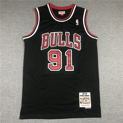 Men's Chicago Bulls Dennis Rodman 1997-98 Black Hardwood Classics Swingman Jersey