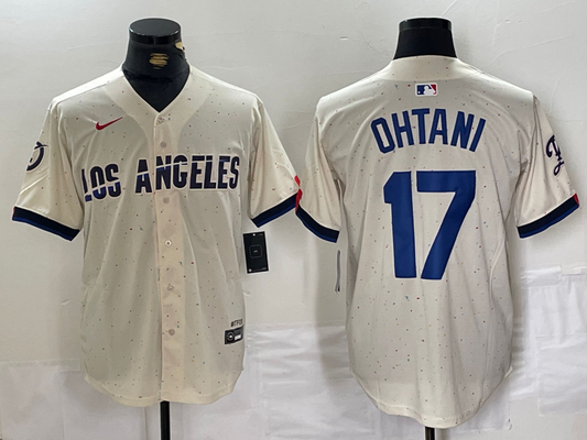 Men's Los Angeles Dodgers Shohei Ohtani #17 Cream 2024 City Connect Limited Player Jersey