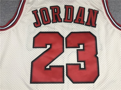 Men's Chicago Bulls Michael Jordan #23 Cream 1995-96 Hardwood Classics Jersey