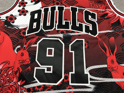 Men's Chicago Bulls Dennis Rodman #91 Year of Rabbit Edition Hardwood Classics Swingman Jersey