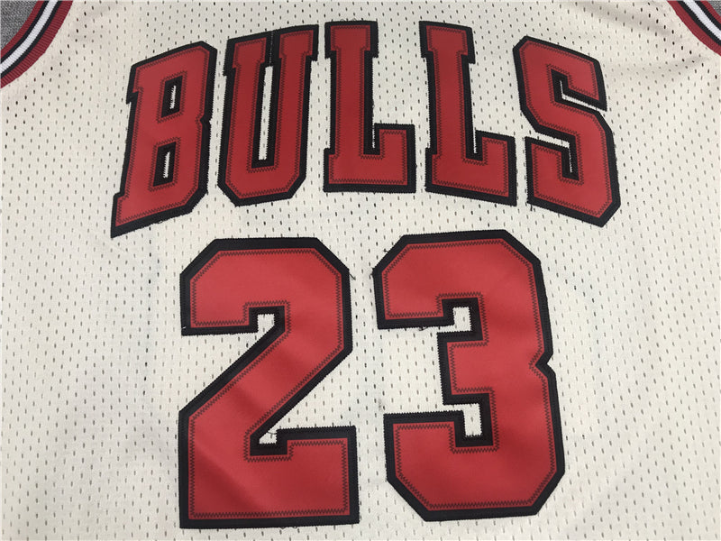 Men's Chicago Bulls Michael Jordan #23 Cream 1995-96 Hardwood Classics Jersey