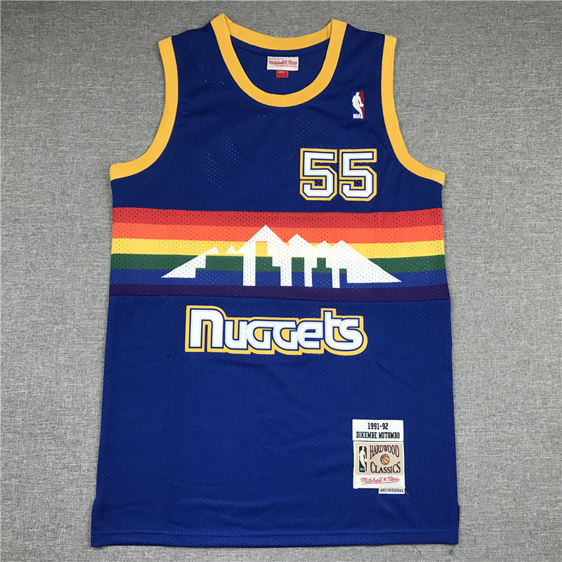 Men's Denver Nuggets Dikembe Mutombo 1991-92 Blue Hardwood Classics Swingman Jersey