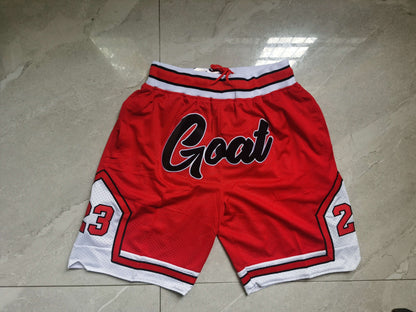 Men's Chicago Bulls No.23 Goat Stitched Red Basketball Shorts NEW