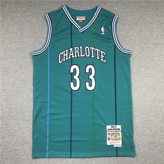 Men's Charlotte Hornets Alonzo Mourning Hardwood Classics Swingman Player Jersey