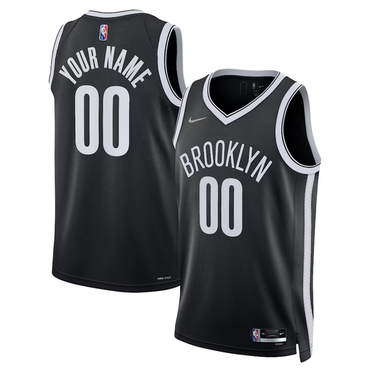 Men's Brooklyn Nets Black 2021/22 Diamond Swingman Custom Jersey - Icon Edition