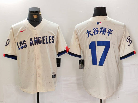 Men's Los Angeles Dodgers Shohei Ohtani #17 Cream 2024 City Connect Replica Player Jersey