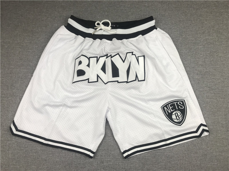 Men's Brooklyn Nets White Basketball Retro Shorts