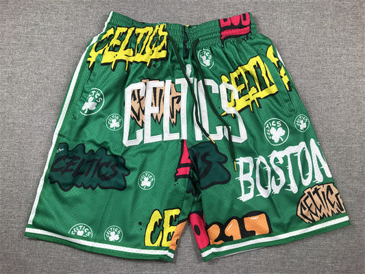 Men's Boston Celtics Green Graffiti Edition Pocket Shorts