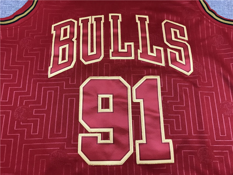 Men's Chicago Bulls Dennis Rodman #91 Red Hardwood Classics Swingman Jersey