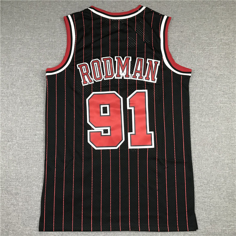 Men's Chicago Bulls Dennis Rodman Black 1995-96 Hardwood Classics Player Jersey