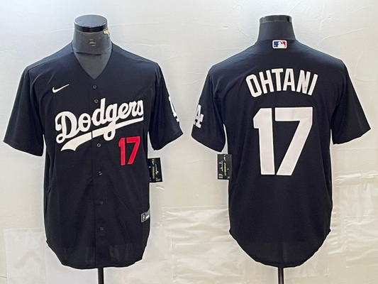 Men's Los Angeles Dodgers Shohei Ohtani #17 Black Replica Game Jersey