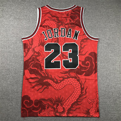 Men's Chicago Bulls Michael Jordan #23 Red Year of Dragon Edition Swingman Jersey