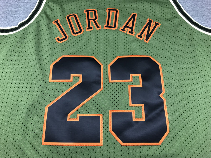 Men's Chicago Bulls Michael Jordan #23 Army Green 1997-98 Hardwood Classics Swingman Jersey