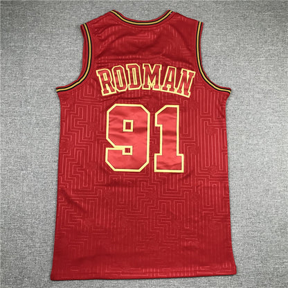 Men's Chicago Bulls Dennis Rodman #91 Red Hardwood Classics Swingman Jersey