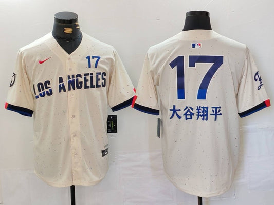 Men's Los Angeles Dodgers Shohei Ohtani #17 Cream 2024 City Connect Game Jersey