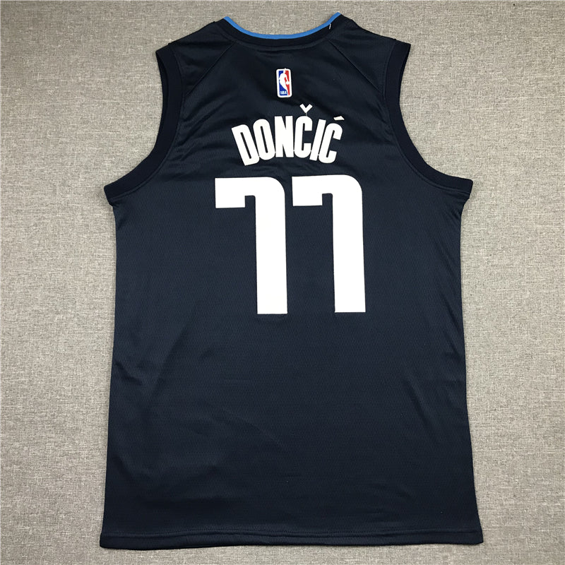 Men's Dallas Mavericks Luka Doncic #77 NBA Dark Blue Replica Jersey