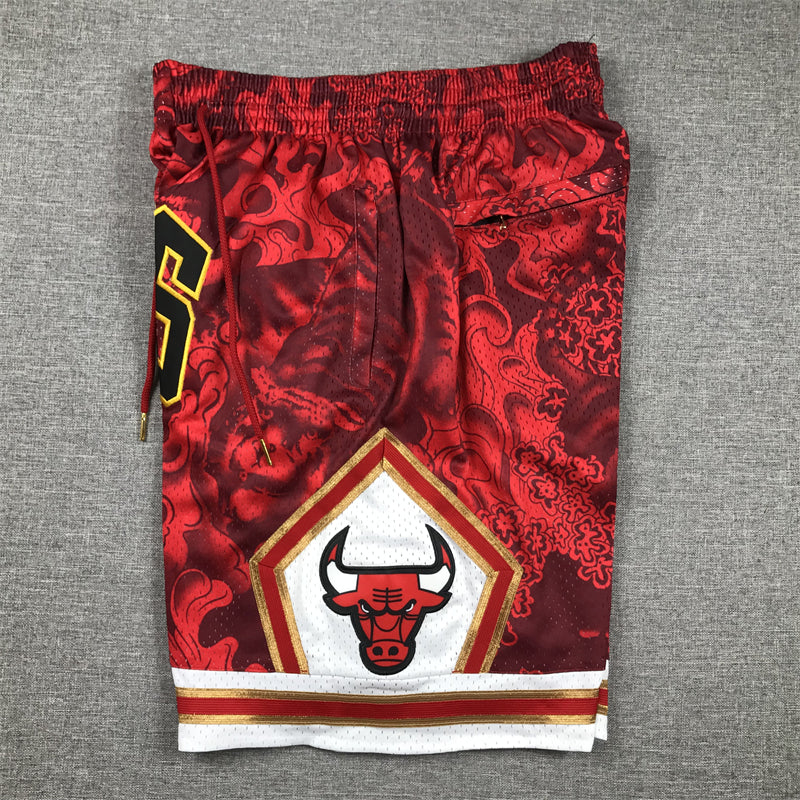 Men's Chicago Bulls Tiger Year Limited Edition Red Basketball Shorts